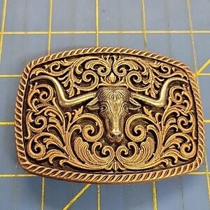 Copper Tone w Silver Longhorn Buckle